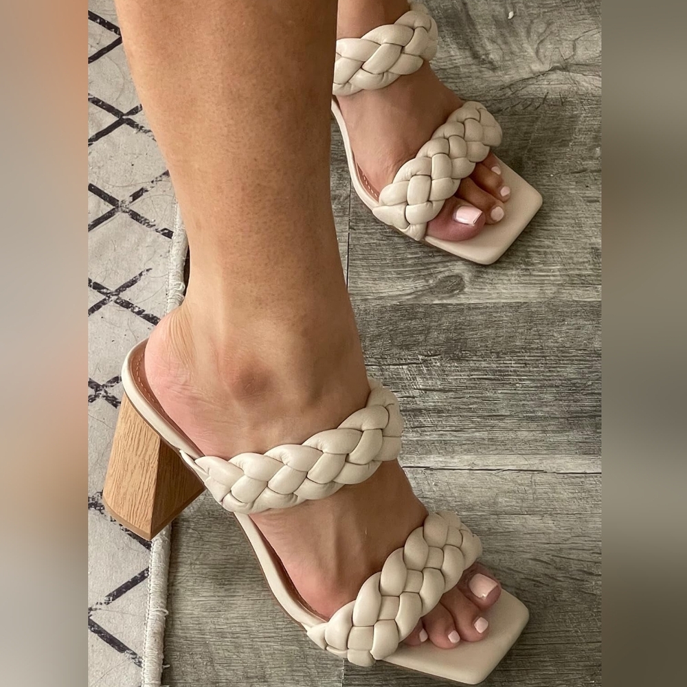 a new day Pretty Braided Cream Colored Heels *Recently Reduced